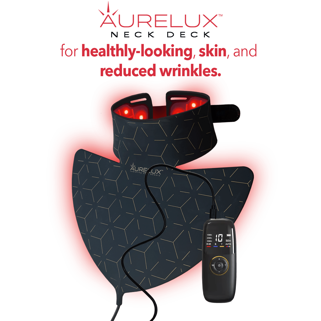 AURELUX™ LED Light Skin Rejuvenation Therapy Neck Deck (black) - The Red Light Store