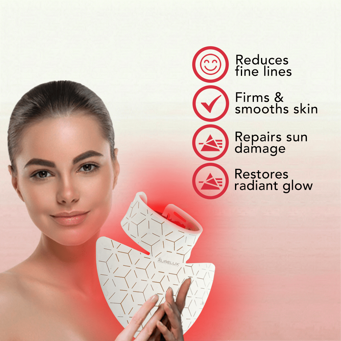 AURELUX™ LED Light Skin Rejuvenation Therapy Neck Deck (white) - The Red Light Store