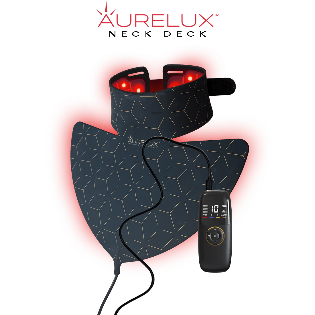 Aurelux LED red light therapy neck deck (black) - AURELUX BEAUTY