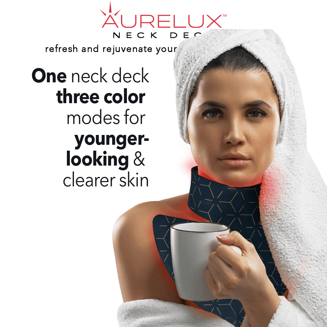 Aurelux LED red light therapy neck deck (black) - AURELUX BEAUTY