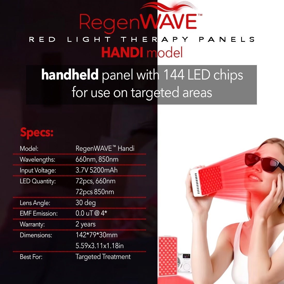 RegenWAVE™ Handi - LED Red Light Therapy Panel with 144 LED chips - The Red Light Store