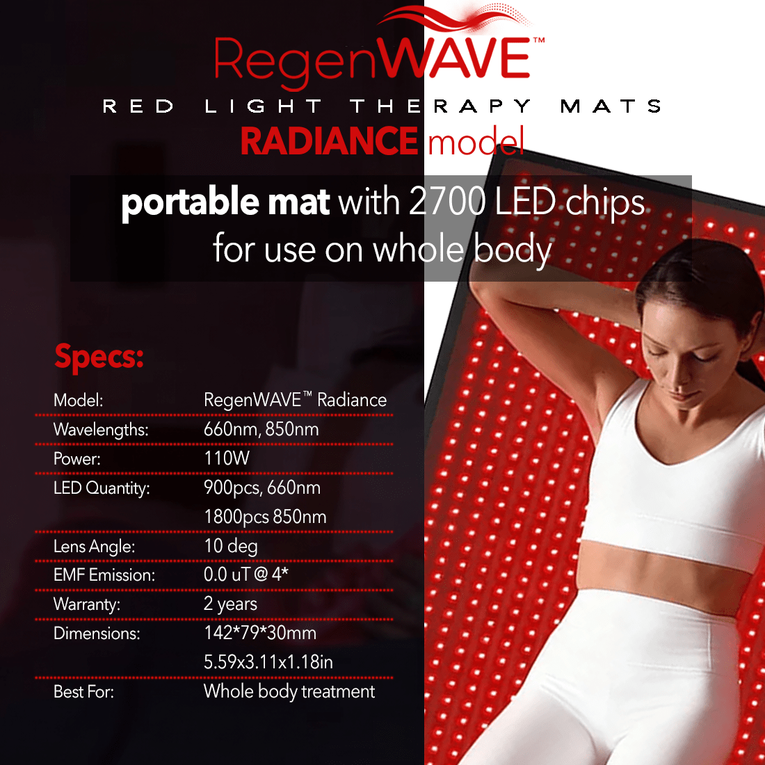 RegenWAVE™ Radiance LED Red Light Therapy Mat - The Red Light Store